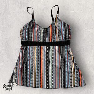 Womens Plus Size 3XL Striped Sleeveless Top Adjustable Straps Boho Casual Style